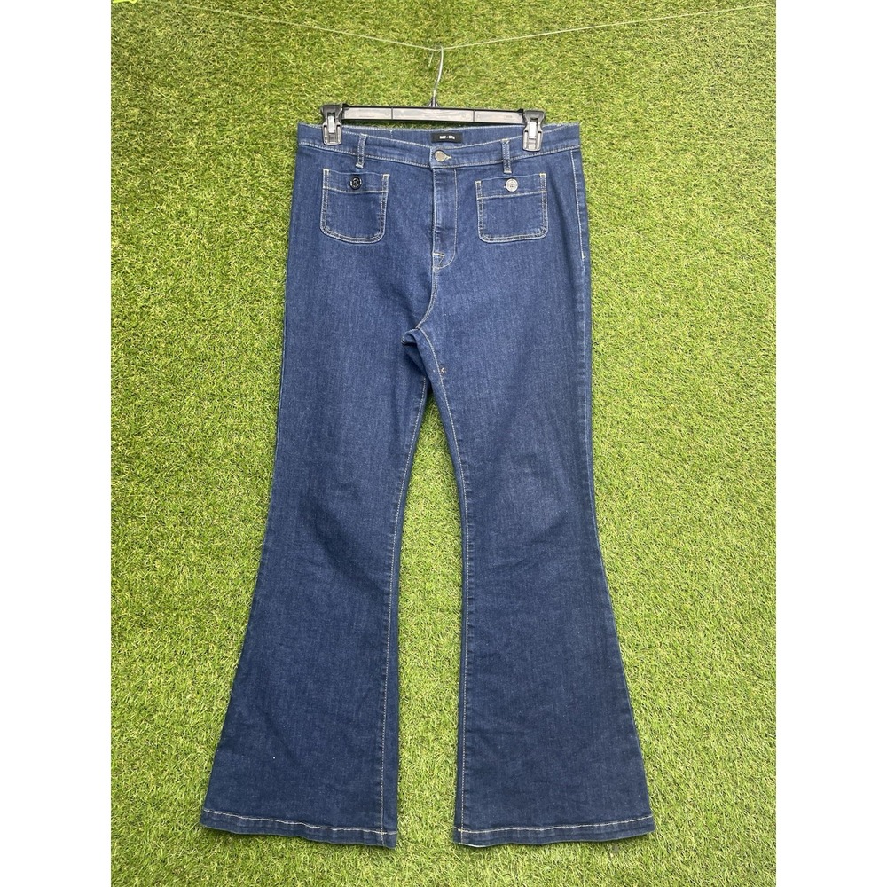 Saint + Sofia Jeans Womens 34 x31 Flared Bell Bottoms Casual Dark Wash High Rise